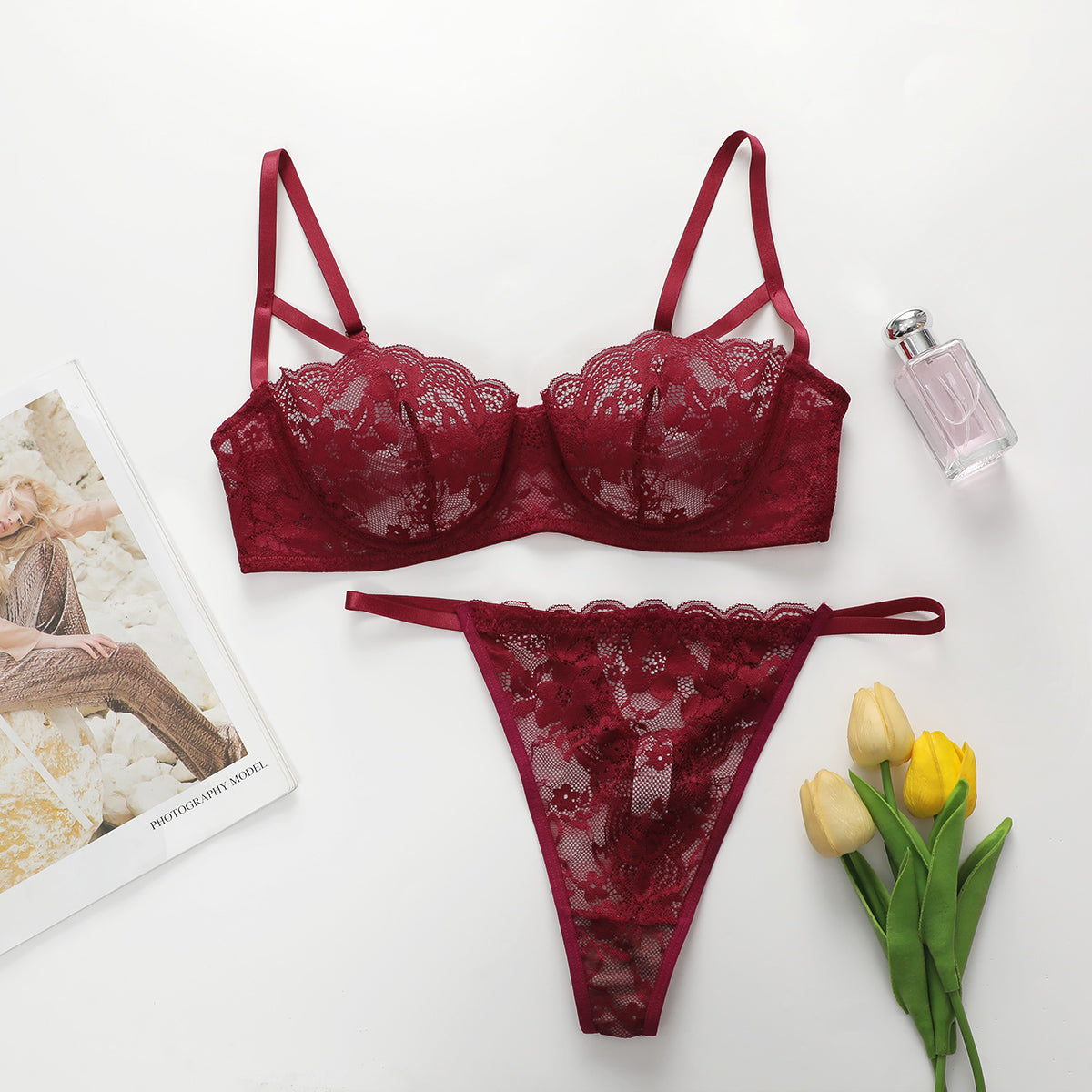 Sexy Lace, Breathable, Ultra-thin Women's Lingerie Lingerie Set