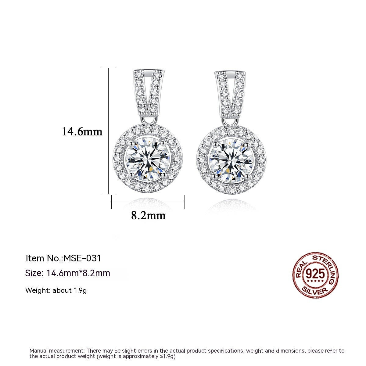 PAG &amp; MAG Moissanite örhängen S925 Sterling Silver örhängen