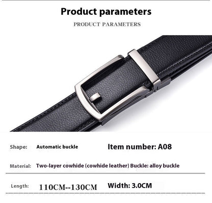 Men's Premium Two-Layer Cowhide Leather Belt Automatic Buckle - Elite Construction