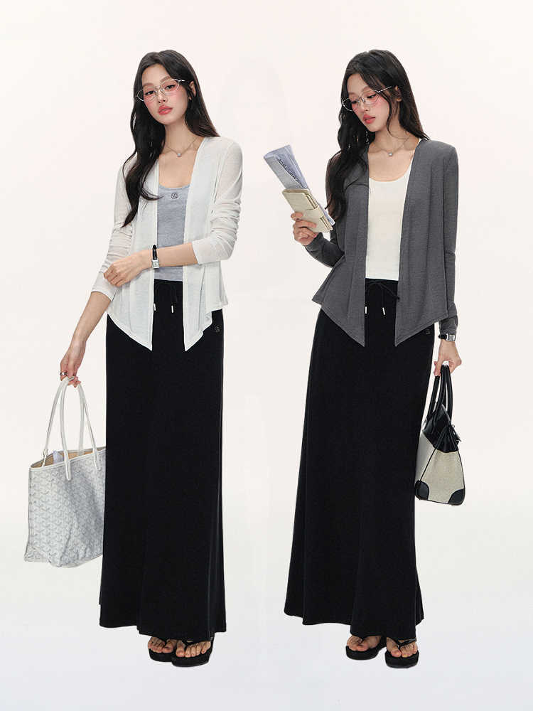 Professional A-Line Long Umbrella Drawstring Leisure Skirt - Women's Design (Customizable Fit, Elegant Trendy)