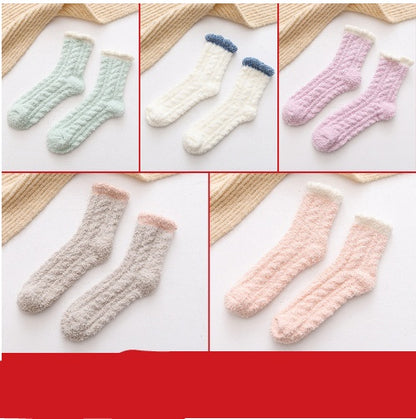 Chaussettes thermiques moelleuses pour femmes, chaussettes chaudes d'automne et d'hiver