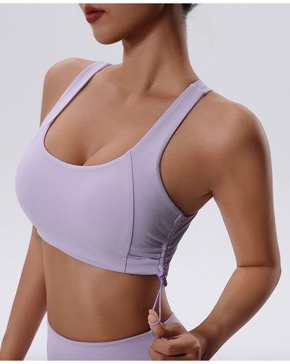 High Strength Sports Shockproof Yoga Vest Running Training Drawstring Workout Bra Women