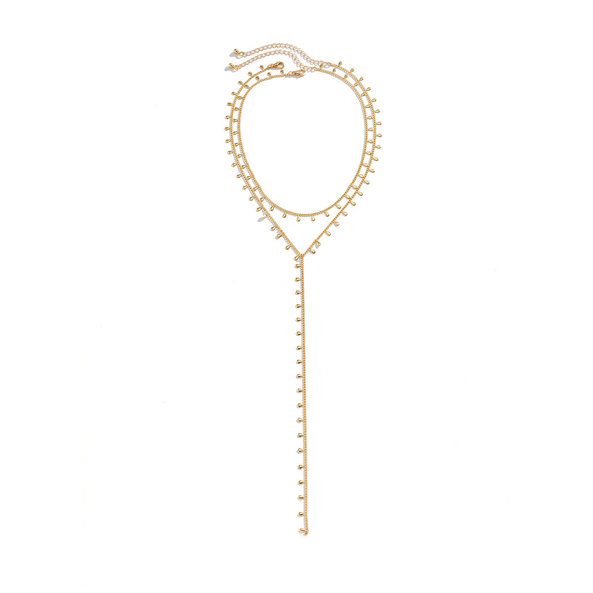 Collier minimaliste à double couche avec pompon et gouttes d'eau pour femme