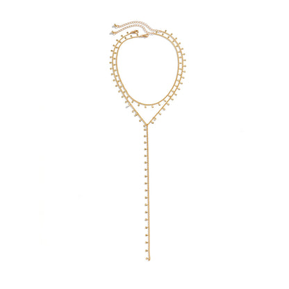 Collier minimaliste à double couche avec pompon et gouttes d'eau pour femme