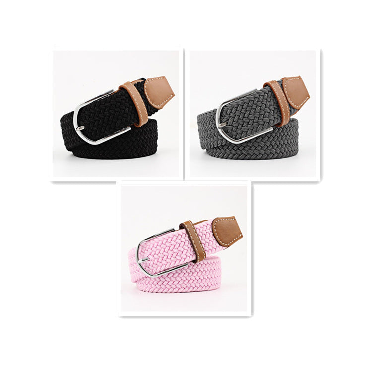 Women's Canvas Student Casual Stretch Braided Needle Buckle Belt - Youthful Confidence