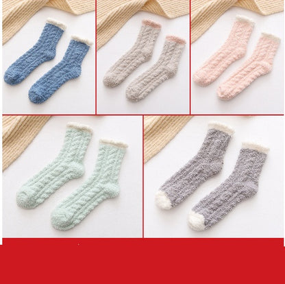 Chaussettes thermiques moelleuses pour femmes, chaussettes chaudes d'automne et d'hiver