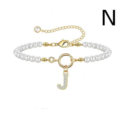 2024 Nytt Mode Toggle Lock Initial Armband Kvinnor AZ Bokstav Hänge 6mm Pärlarmband För Kvinnor Smycken Gåva