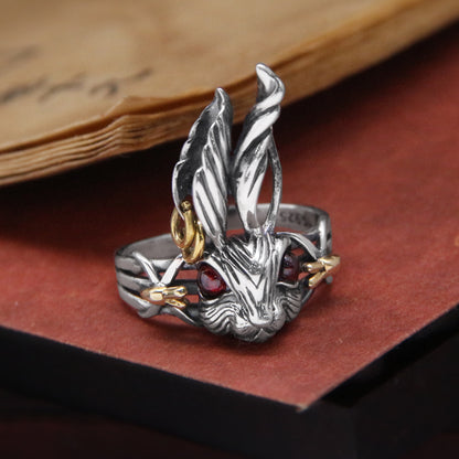 Old Vintage Red-eyed Rabbit Rings For Men And Women