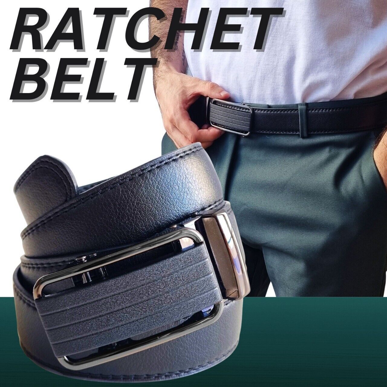 Ceinture à cliquet pour hommes ceinture en cuir pour hommes avec boucle coulissante ceintures à cliquet pour hommes USA