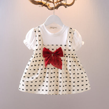 Robe de princesse d'été en coton à manches bulles pour filles, motif floral, pour petits enfants