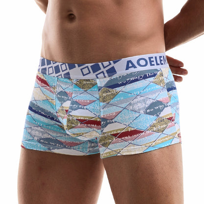 Printed Men's Underwear, Breathable And Comfortable Mid-waist Waistband