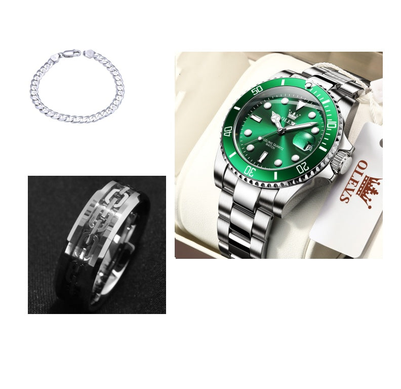 Klockor Green Water Ghost Quartz Waterproof Herr