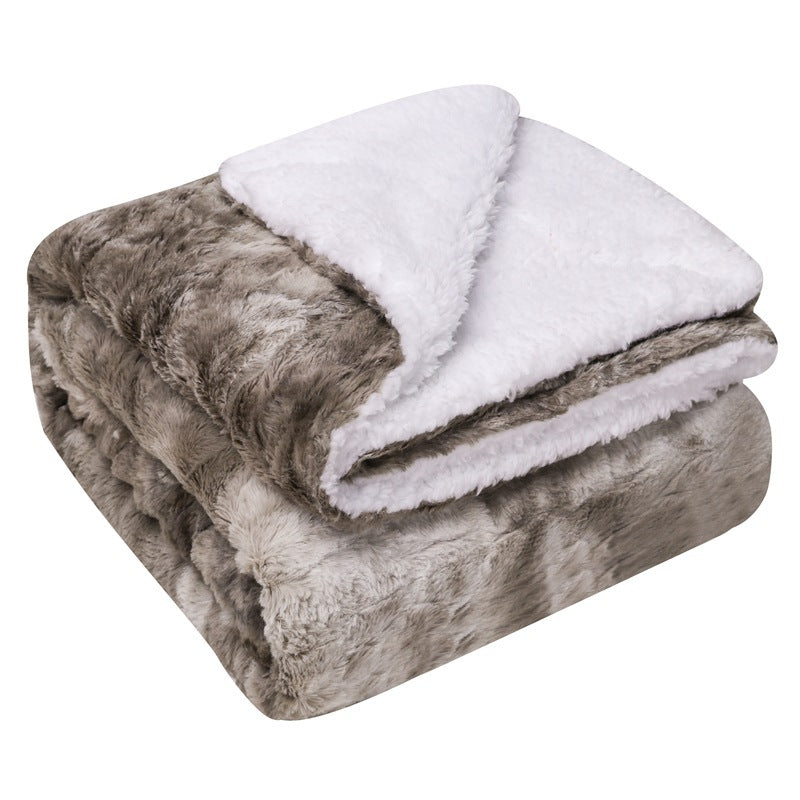 Thickened Flannel Lamb Wool Composite Double Blanket Leisure Blanket Gift Blanket