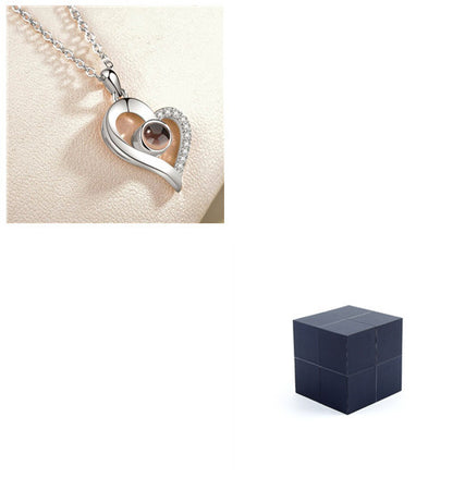 Mode 100 langues je t'aime Projection Couple pendentif rond romantique amour mémoire amoureux de mariage collier cadeaux 