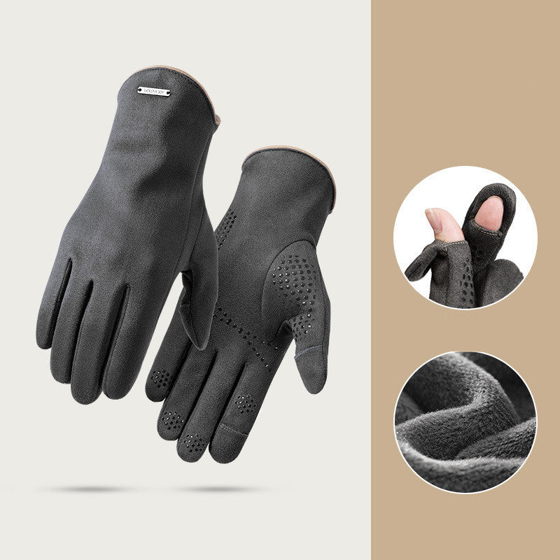 Men's Outdoor Cycling Warm Fleece Thickened Gloves