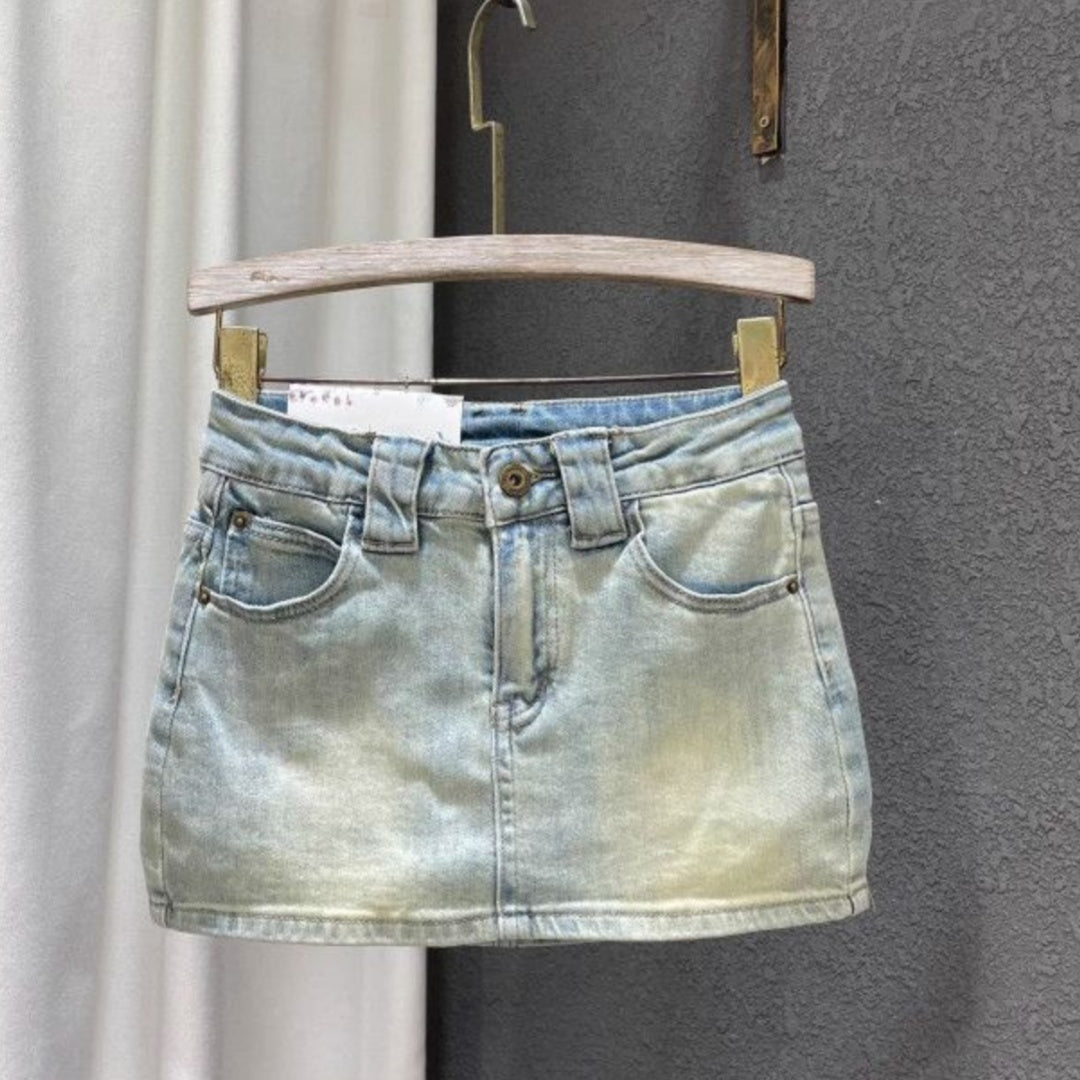 Womens Retro All-Match Sassy Denim Skirt