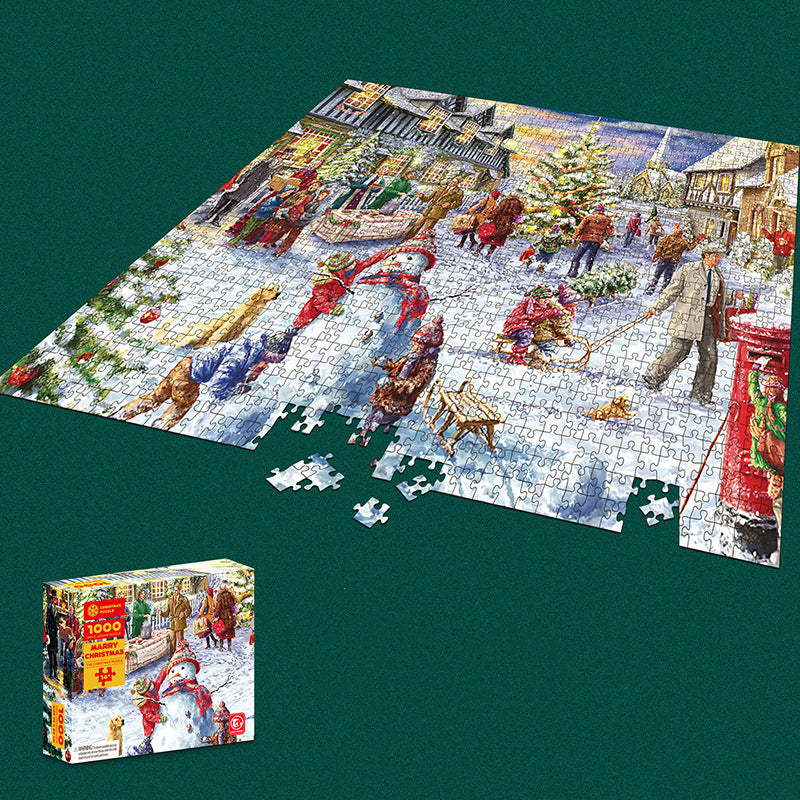 1000 Pieces Decompression Jigsaw Puzzles Christmas Santa Claus Paper Assembling For Adults Kids