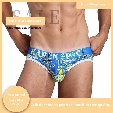 Men's Thong Mesh Ice Silk Printed Breathable