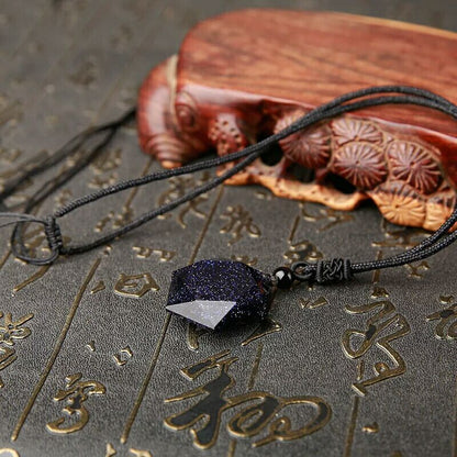 Natural Obsidian pendants, six star necklace, sweater chain, pendulum energy stone necklace, men and women clavicle chain