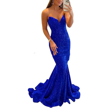 Sequin Evening Dresses For Women Formal  Long Prom Party Gowns