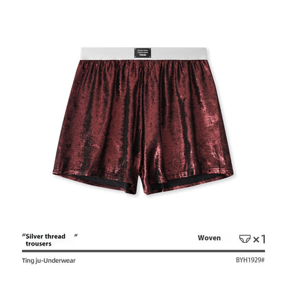Galaxy Reflective Bright Silver Casual Woven Loose Underwear