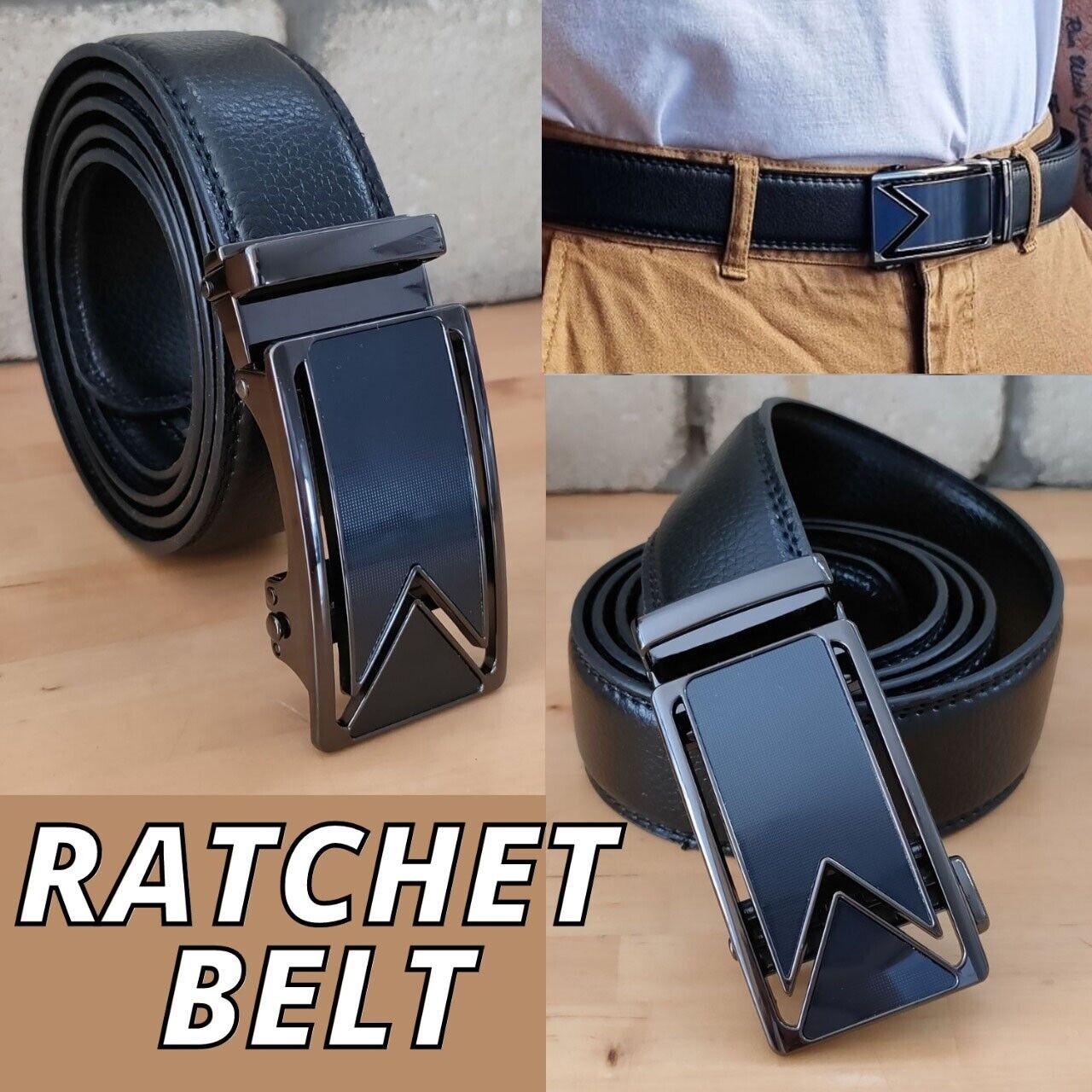 Ceinture à cliquet pour hommes ceinture en cuir pour hommes avec boucle coulissante ceintures à cliquet pour hommes USA