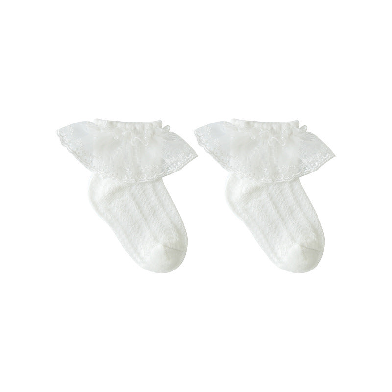 Carded Cotton Children's Mesh Socks Lace Baby Socks