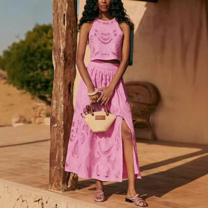 Sleeveless Skirt Pocket Two-piece Set