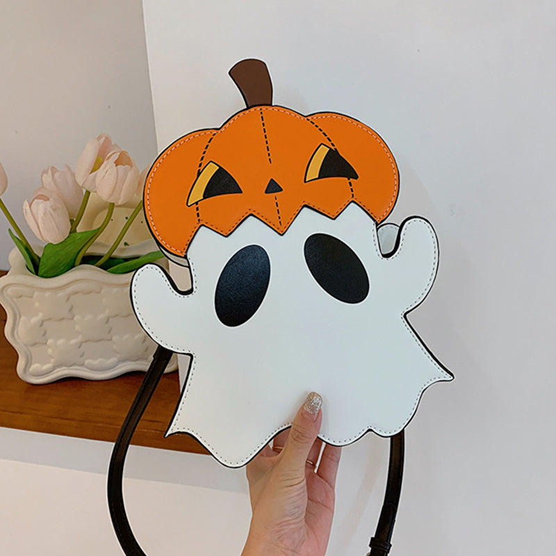 Halloween Shouder Väskor Kreativ 3D Cartoon Pumpa Ghost Design Söta väskor Kvinnor Mobiltelefonväskor Nyhet Personlig godis Crossbody-väskor