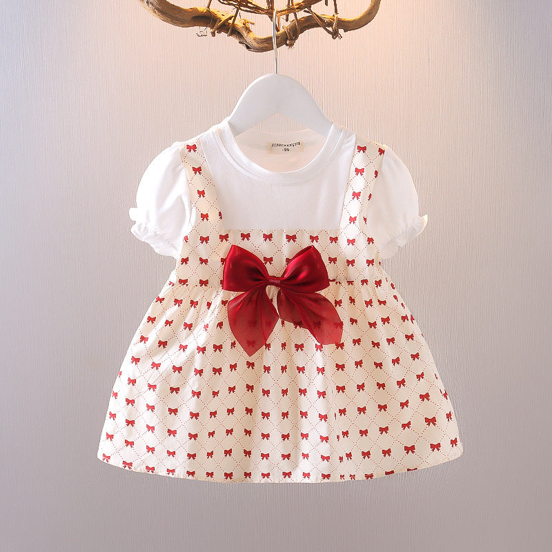 Robe de princesse d'été en coton à manches bulles pour filles, motif floral, pour petits enfants