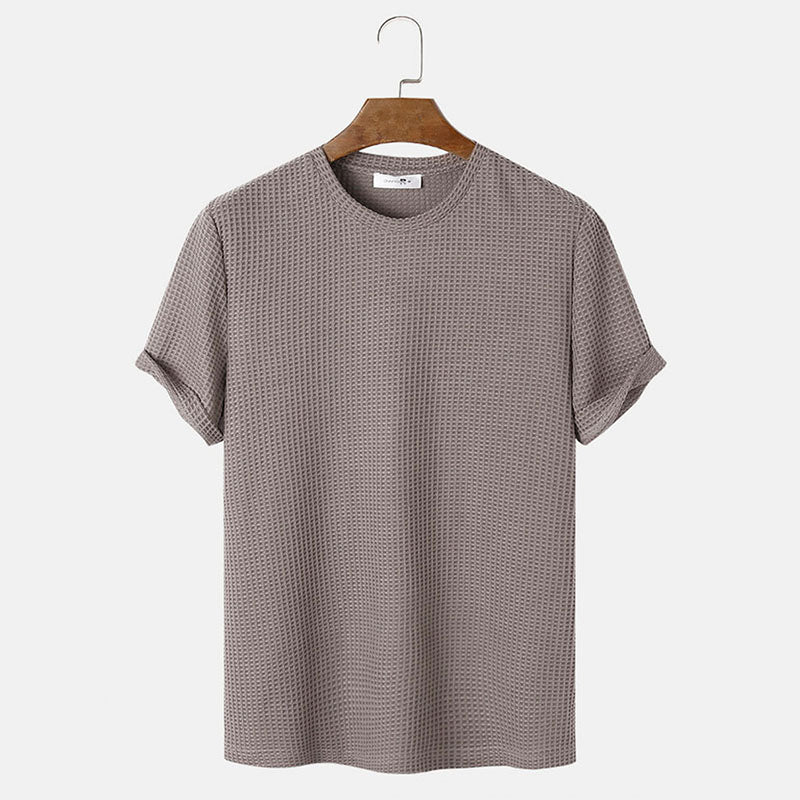 Män sommarenfärgade rundhalsade Basic T-shirts