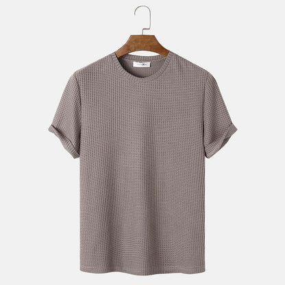 Män sommarenfärgade rundhalsade Basic T-shirts