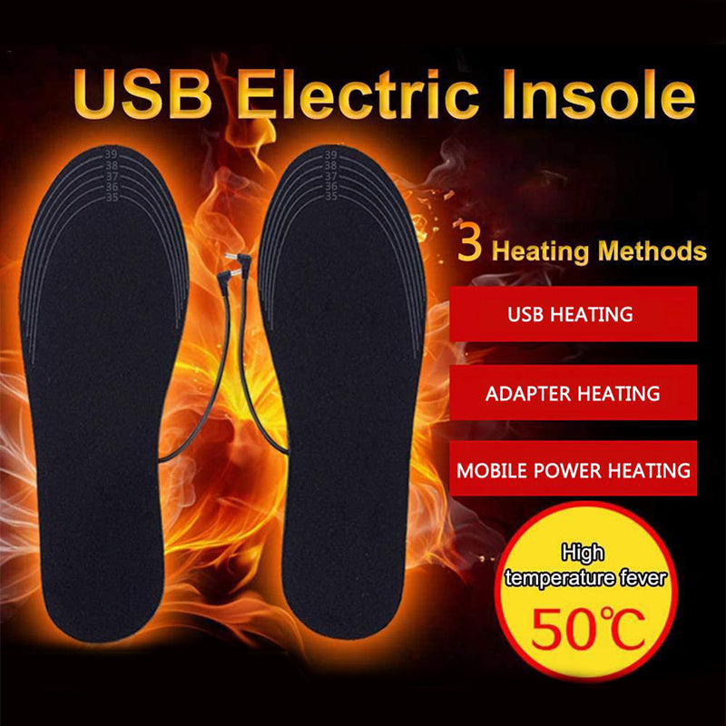 Les semelles intérieures de chaussures chauffantes USB peuvent être coupées, semelles chauffantes chaudes d'hiver, pieds pour bottes, chaussures de sport