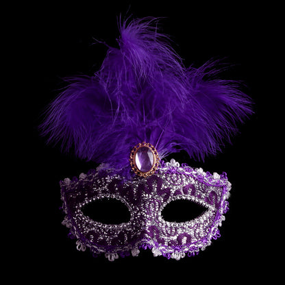 Masque de plumes en cuir, masque de fête de bal