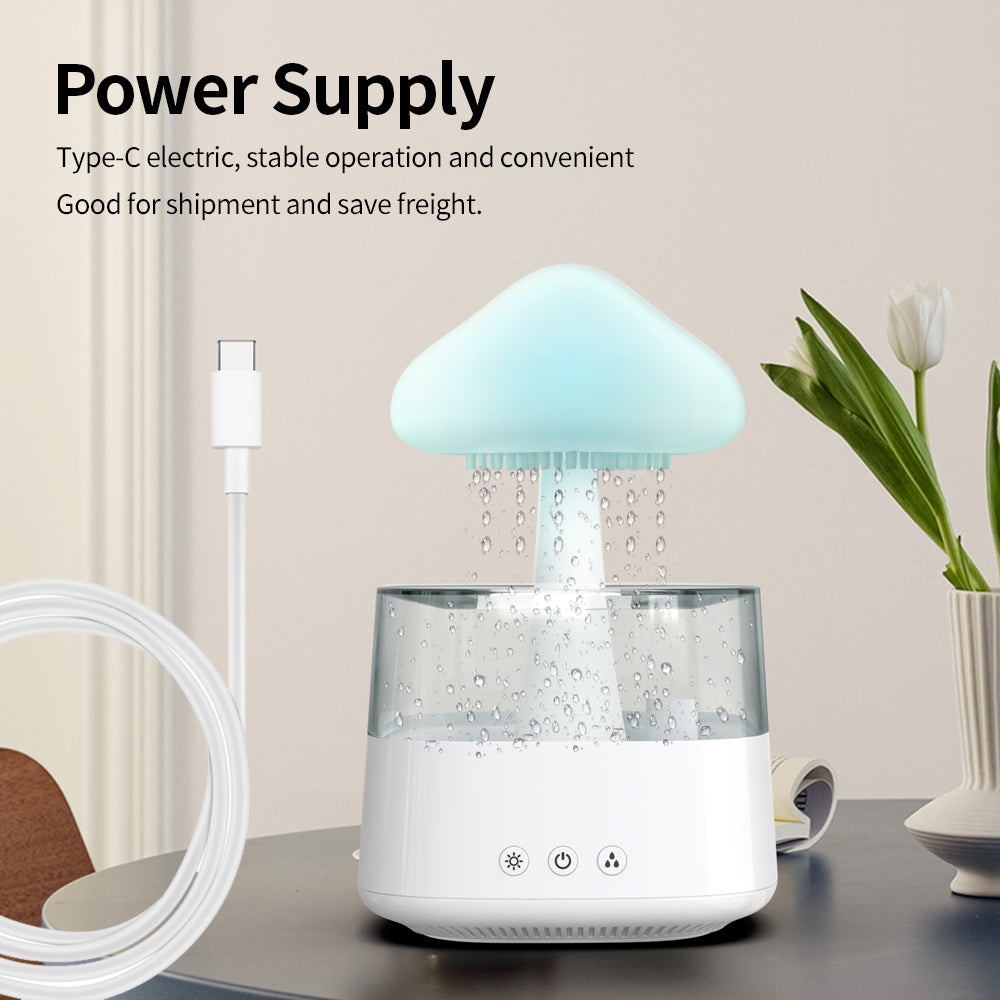 Usine en gros nouveau nuage de pluie USB humidificateur goutte à goutte d'eau champignon nuage de pluie diffuseur goutte d'eau son arôme lampe pour la maison