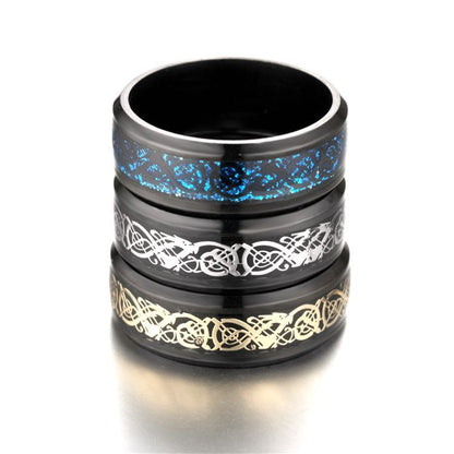 Dragon Pattern Rings Men Stainless Steel Ring Jewelry