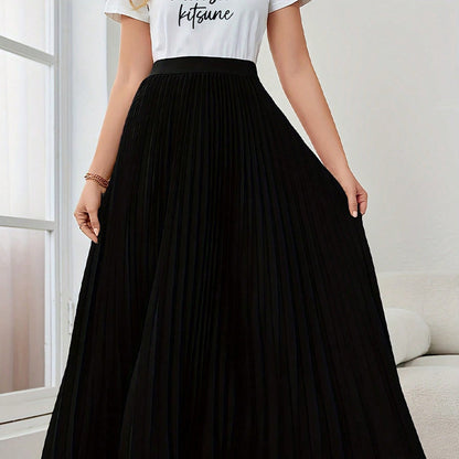 Skirt New Elegant Pleated Puffy Umbrella Skirt Polyester Skirt For Women