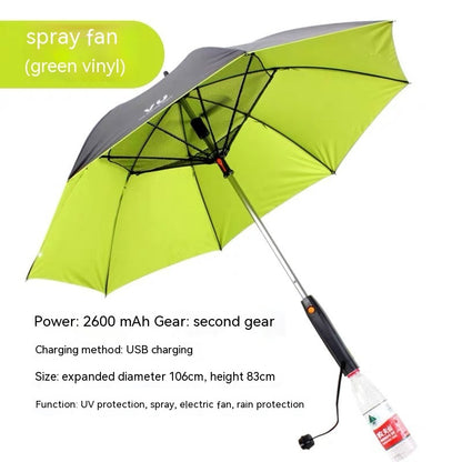 Cooling Spray Sun Umbrella With Fan And Sprinkler