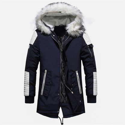 Winter Men Jacket Fur Hooded Collar Thick Warm Parka Men Coats Long Length Outwear