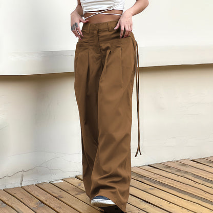 Retro Street Low Waist Hot Girl Loose Wide Leg Pants