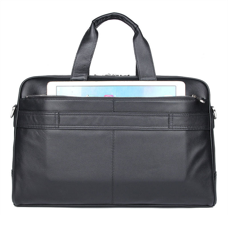 New Leather Business Briefcase First Layer Cowhide Men's Bag Nappa Leather 17 Inch Laptop Bag