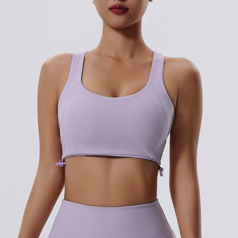 High Strength Sports Shockproof Yoga Vest Running Training Drawstring Workout Bra Women