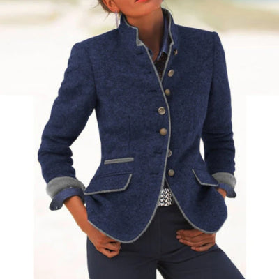Multi-button Color Matching Women's Woolen Jacket
