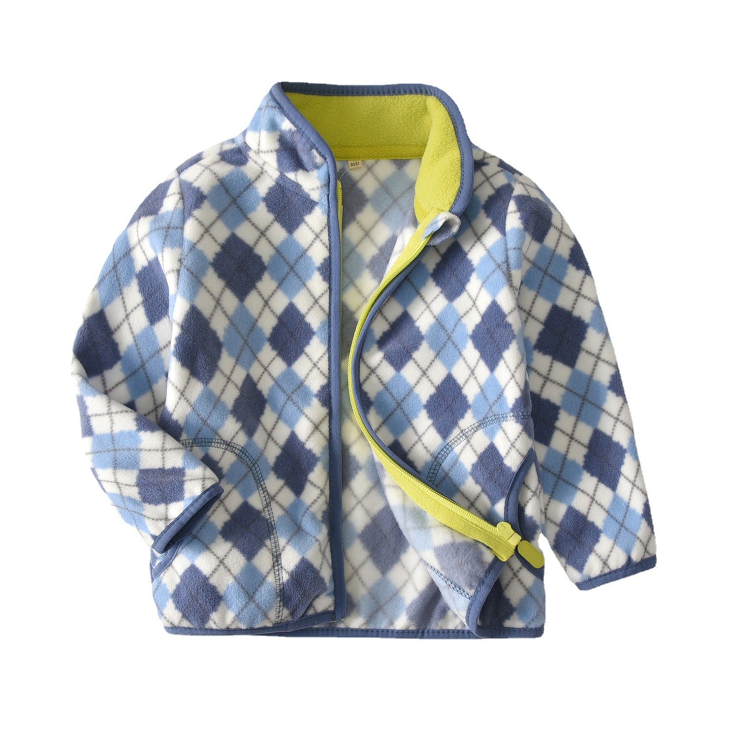 Boys' Polar Fleece Jacket Diamond Print Zip Top