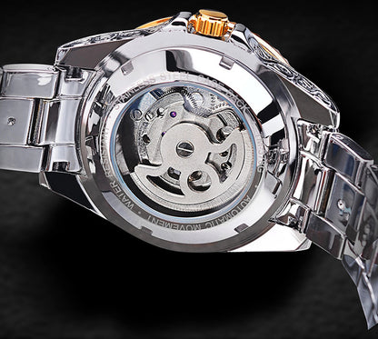 Forsining Skeleton Carved Tourbillon Mechanical Watches Luxury Herrarmbandsur