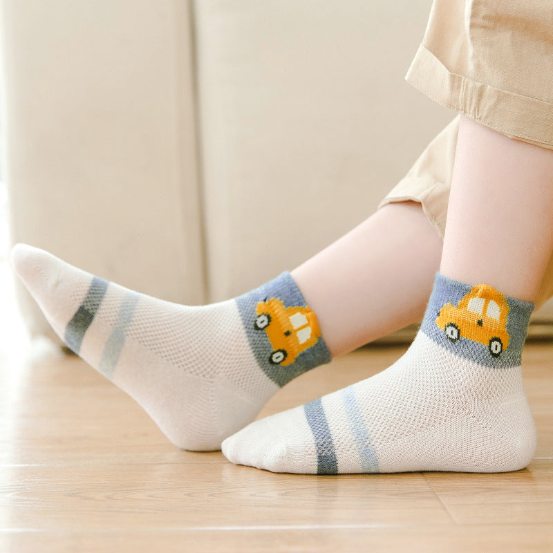 Children's Socks Mesh Cartoon Car Cotton Socks