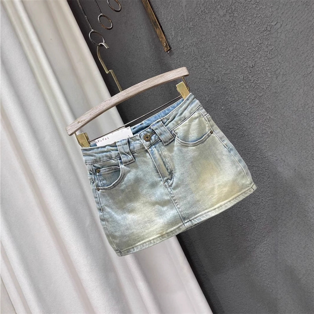 Womens Retro All-Match Sassy Denim Skirt