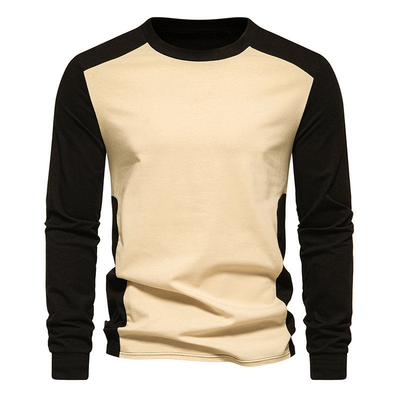 Autumn And Winter New Long Sleeve T-shirt Men's Base Shirt Matching Color Round Neck Sleeve Men's Long Sleeve T-shirt