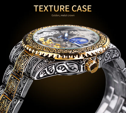 Forsining squelette sculpté Tourbillon montres mécaniques montre-bracelet de luxe pour hommes