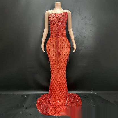 Elegant Fishtail Gown - No Back Design